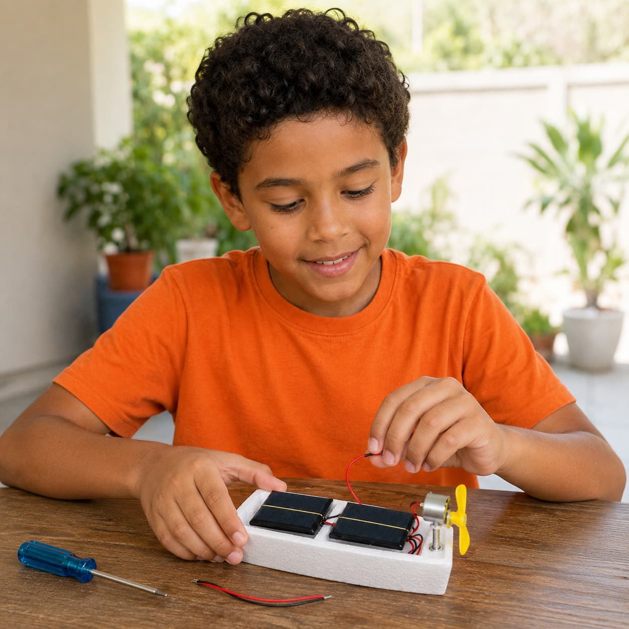 Niño creando un proyecto de Mentes en Acción