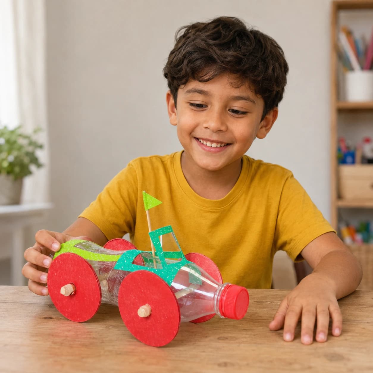Niño creando un proyecto de Mentes en Acción